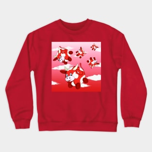 fun red bubble cows in a cloudy sky Crewneck Sweatshirt